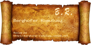 Berghofer Romulusz névjegykártya